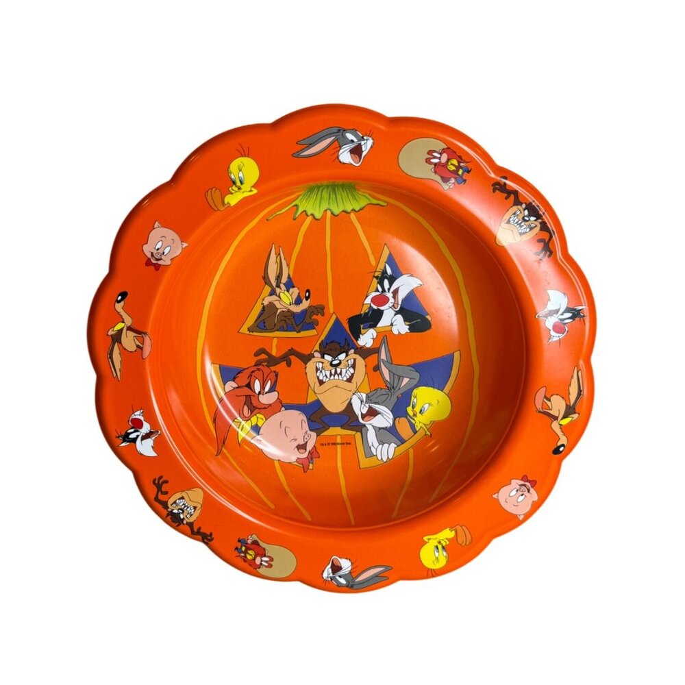 Vinage‎ 1995 Looney Tunes Halloween Orange Plastic Candy Bowl